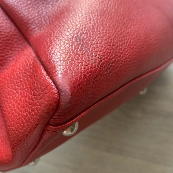 Longchamp Red Nappa Pebbled leather satchel handbag - Picture 5 of 13